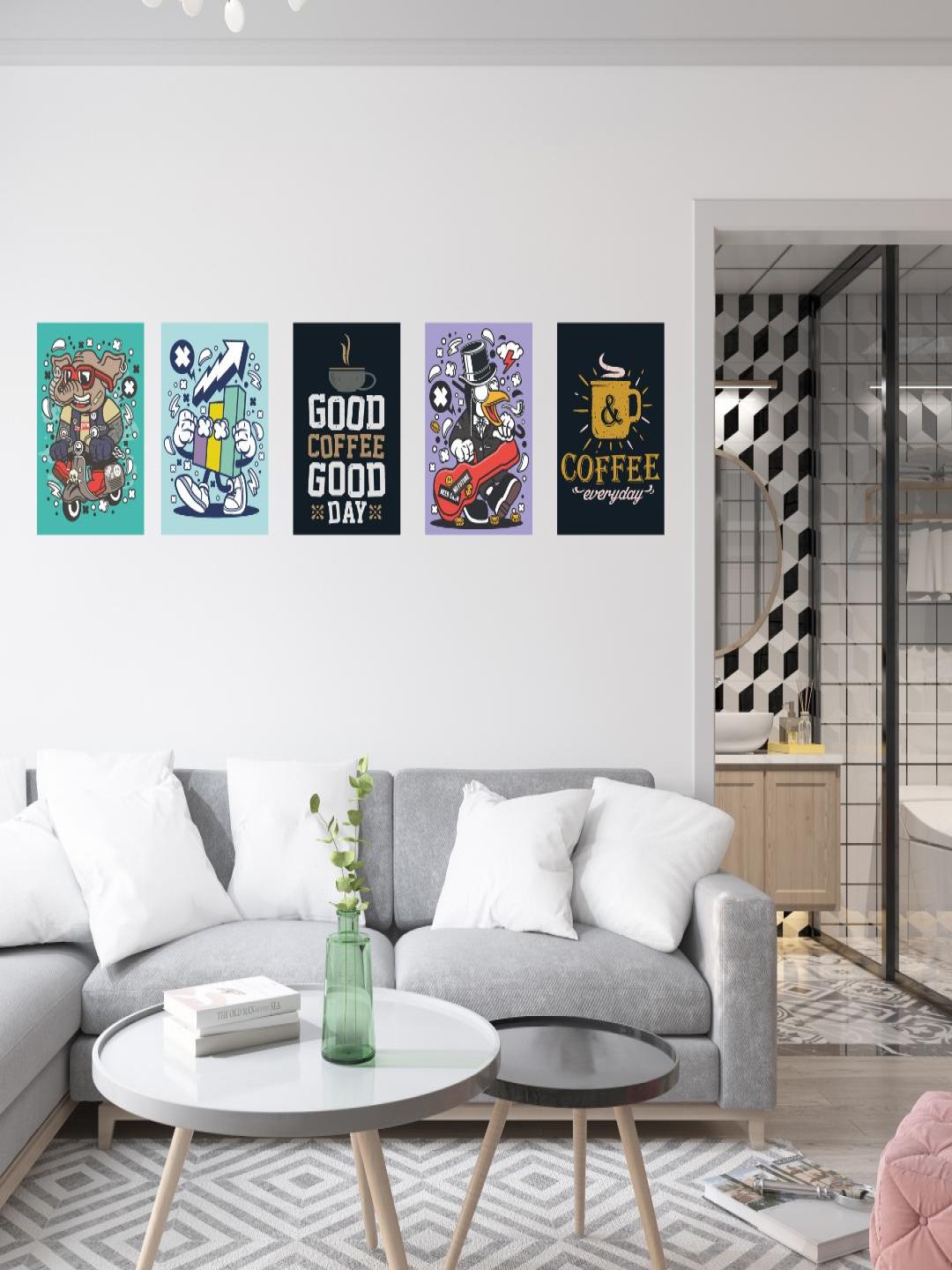 

CVANU Multicoloured 5 Pieces Paper Wall Art, Multi