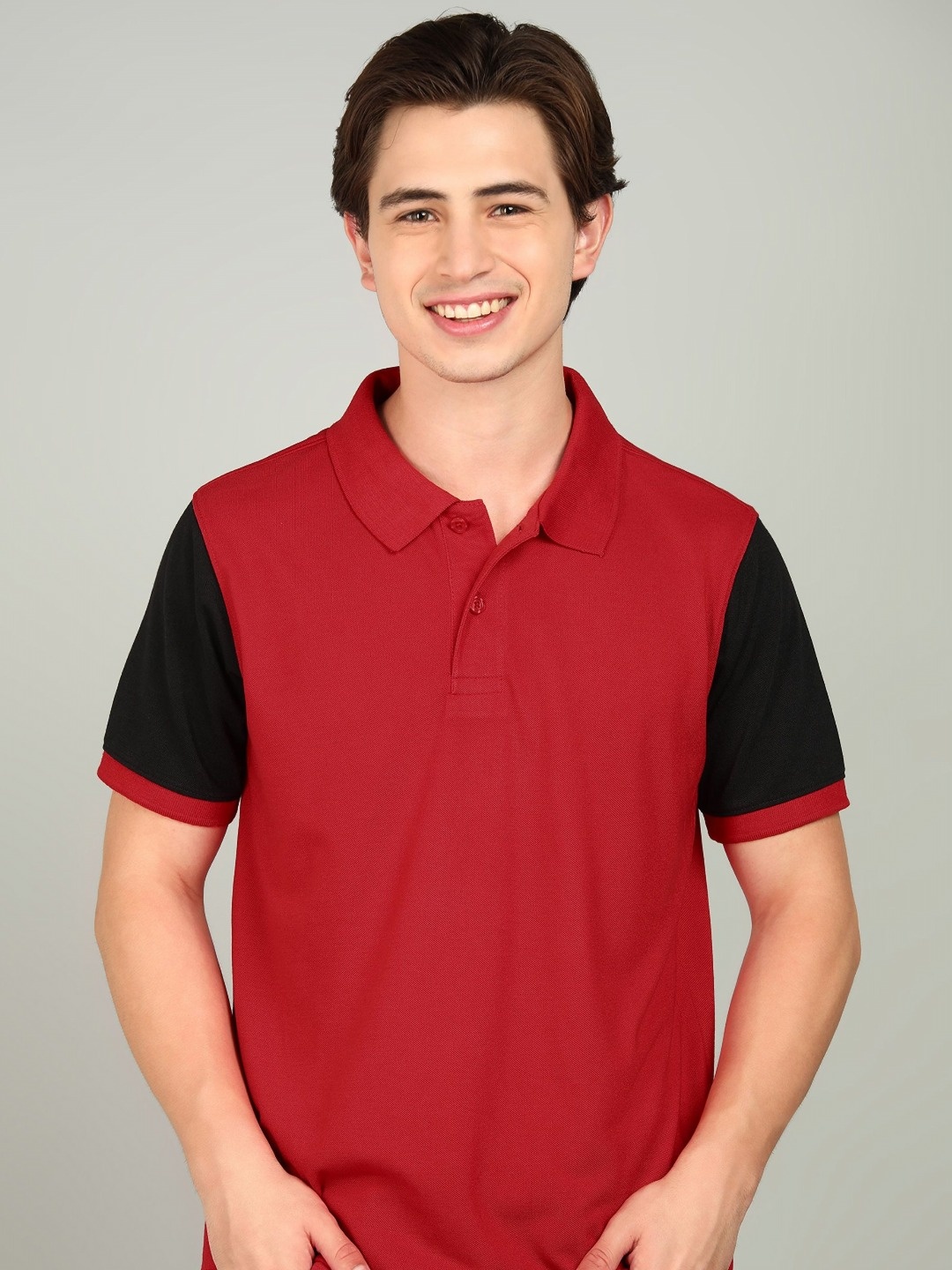 

XFOX Men Colourblocked Polo Collar T-shirt, Maroon