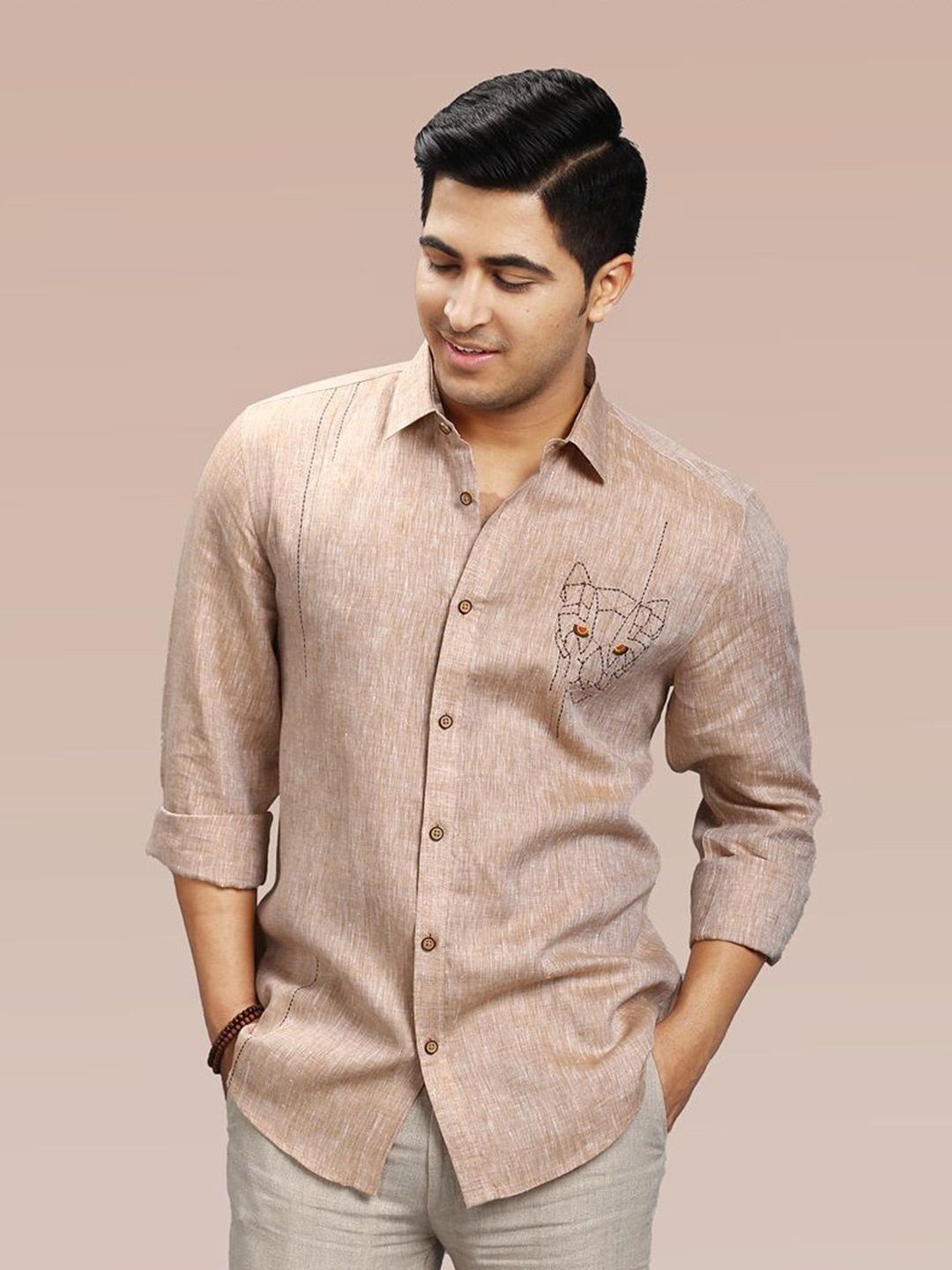 

ASUKA Men Faded Opaque Casual Shirt, Brown
