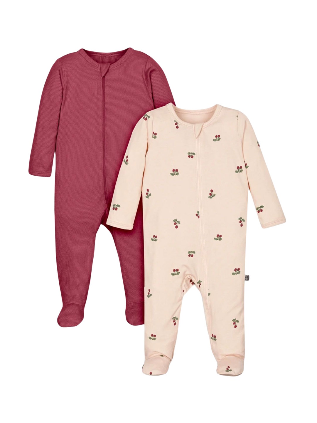 

TuddyBuddy Girls Pack of 2 Printed Sleepsuit, Mauve