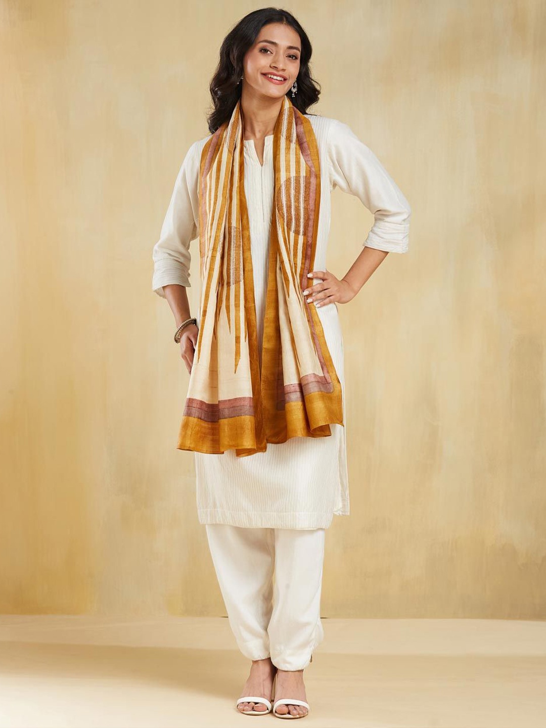 

Fabindia Women Stoles, Mustard