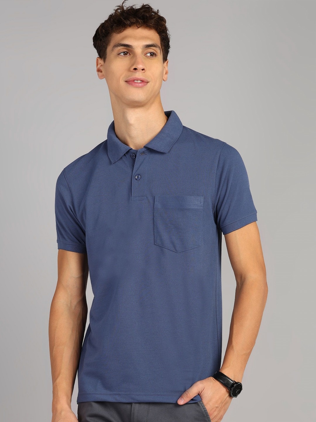 

XFOX Men Polo Collar T-shirt, Blue