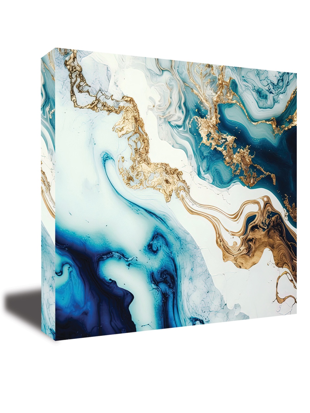 

CVANU Gold-Tone &White Abstract Canvas Wall Paintings