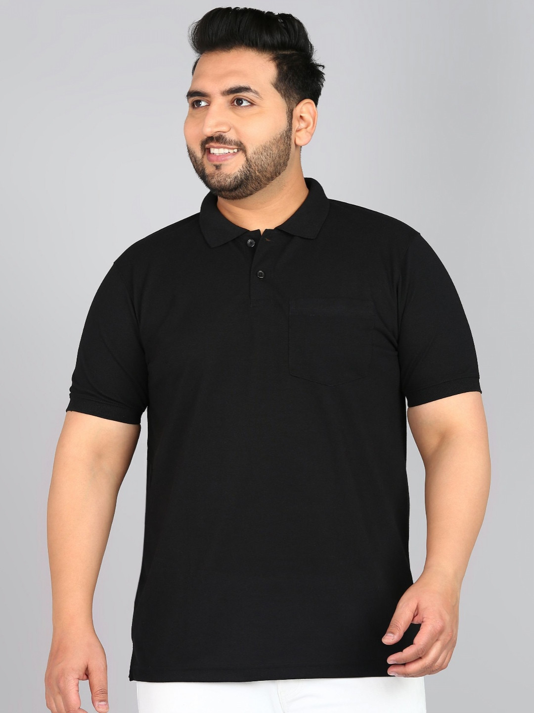 

XFOX Men Polo Collar T-shirt, Black