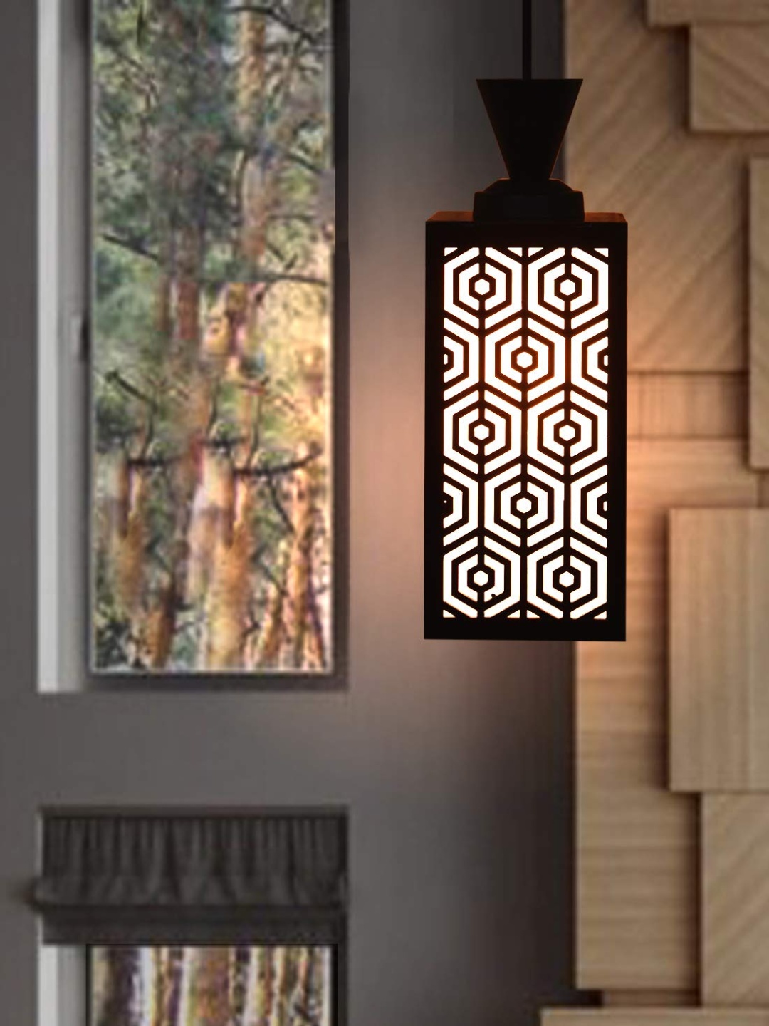 

Gojeeva Black and White Wooden Textured Contemporary Square Shaped Wall Lamp