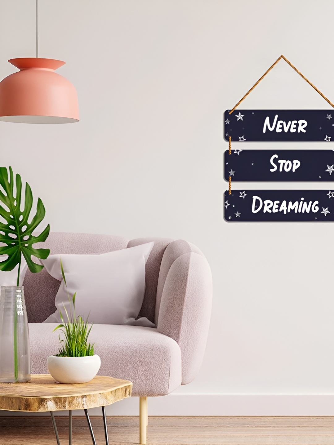 

WallDaddy Navy Blue & White Printed Wooded Motivational Wall Hanging Decor