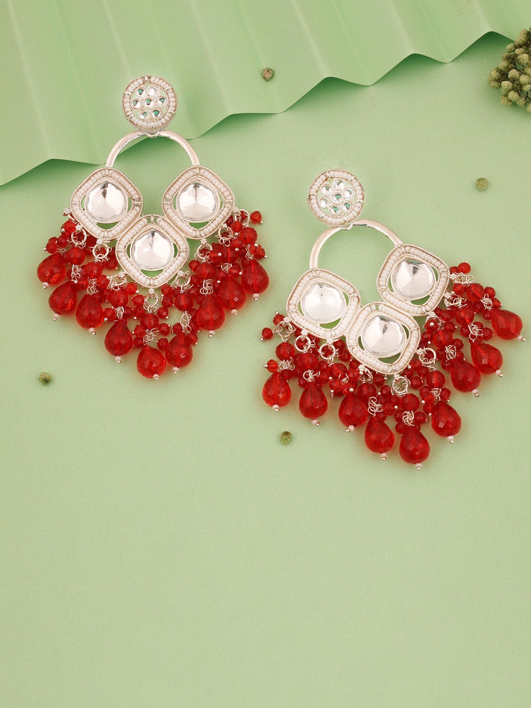 

Anouk Silver-Plated Artificial Beads Contemporary Jhumkas