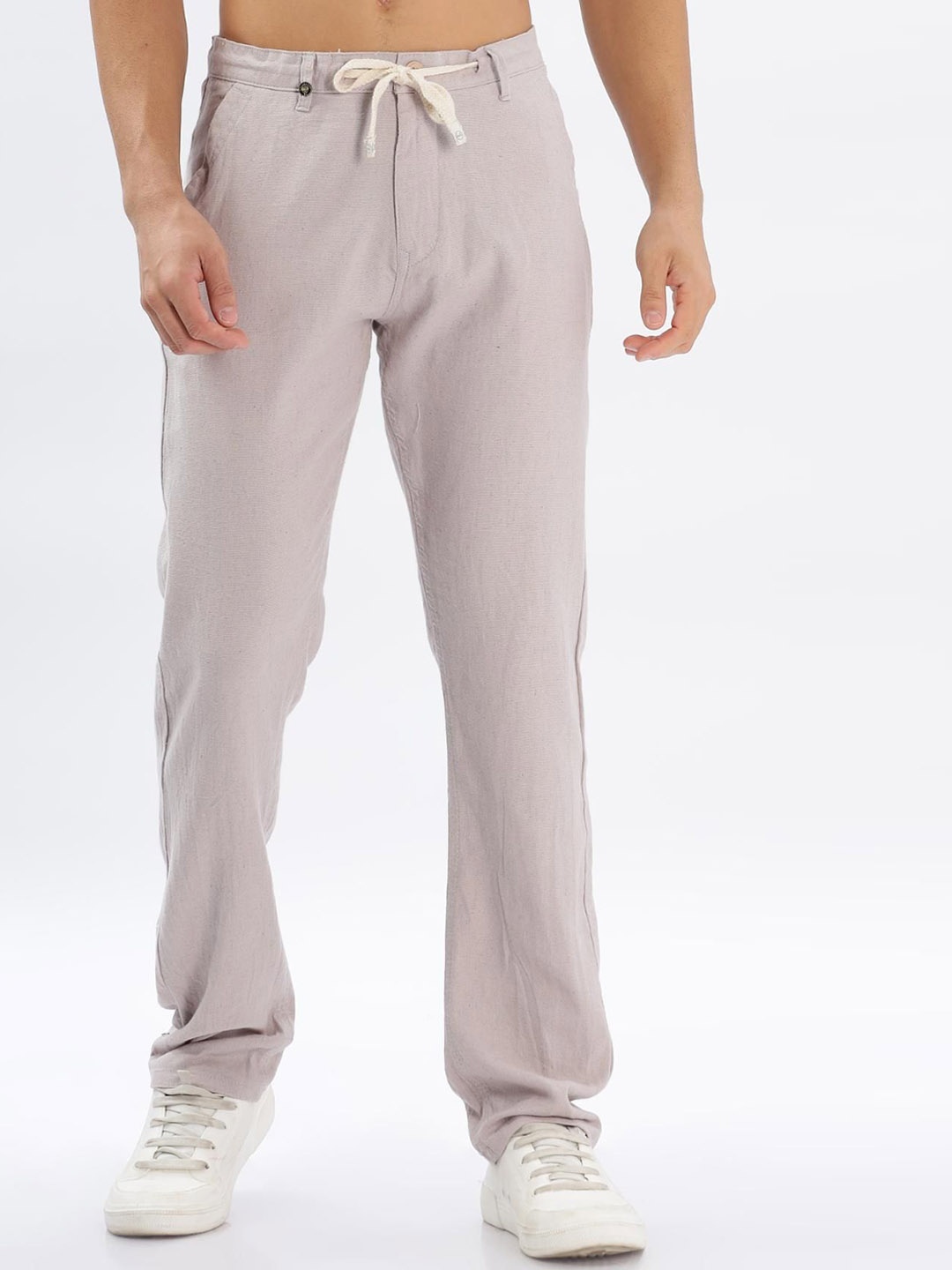 

COLOR HUNT Men Smart Tapered Fit Easy Wash Trousers, Purple