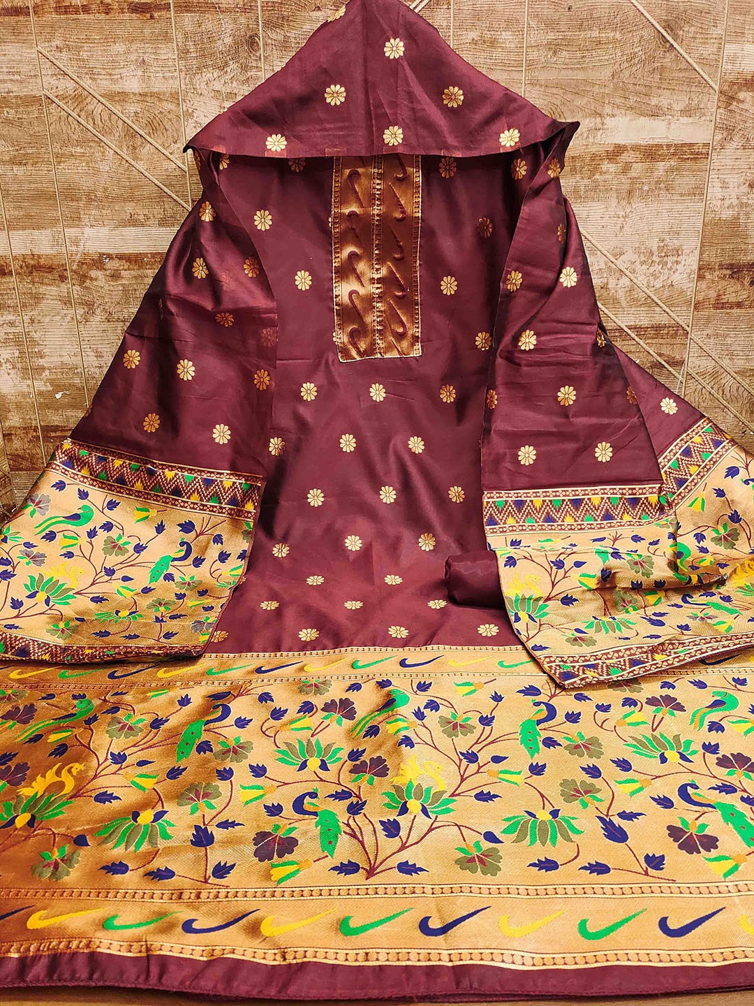 

KIMISHA Unstitched Dress Material, Maroon