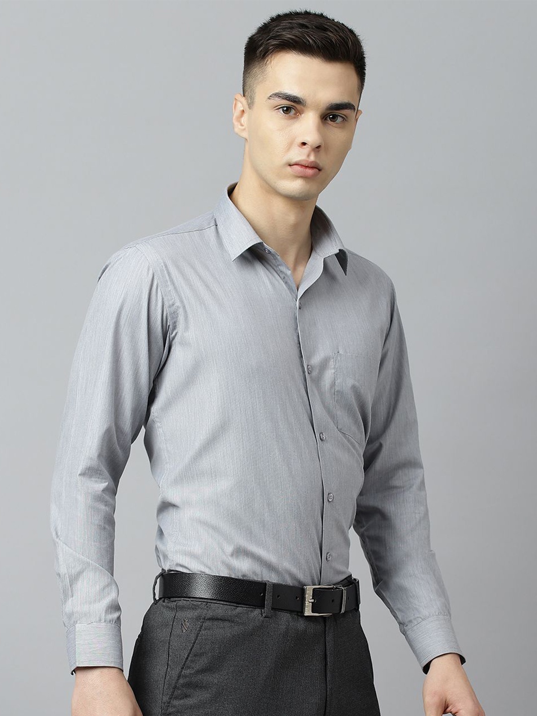 

PulseIQ Men Slim Fit Opaque Formal Shirt, Grey