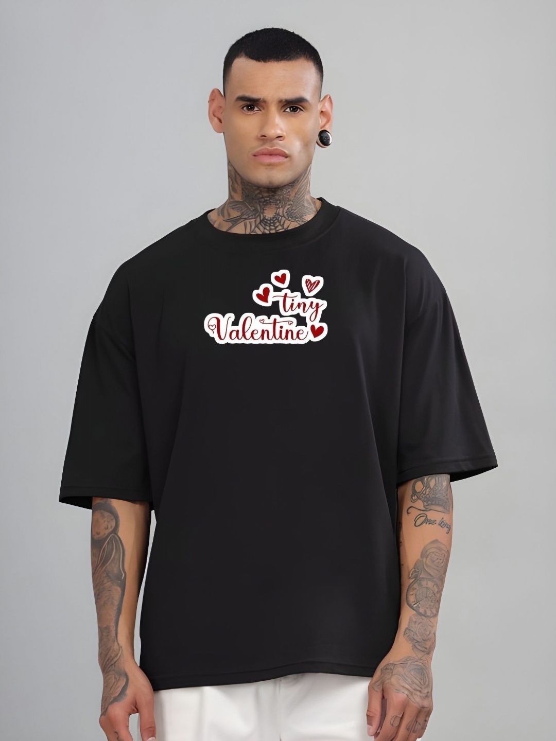 

SZN Men Graphic Printed Round Neck Cotton Oversized T-shirt, Black