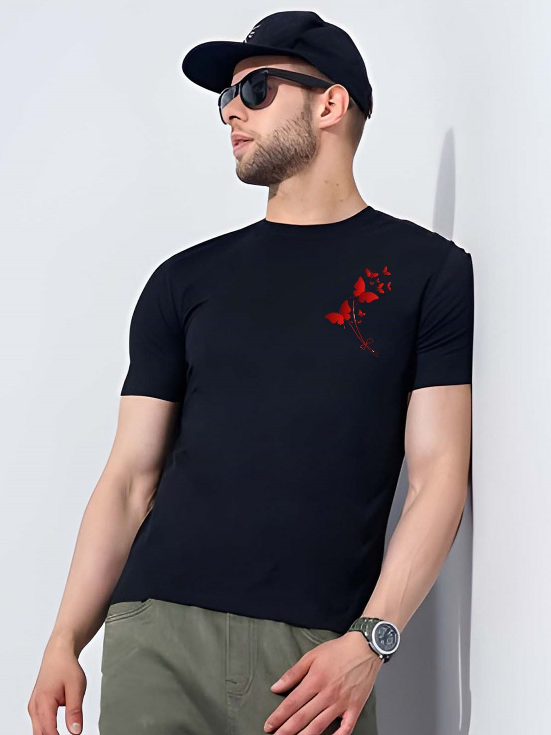 

SZN Men Graphic Printed Round Neck Cotton T-shirt, Black