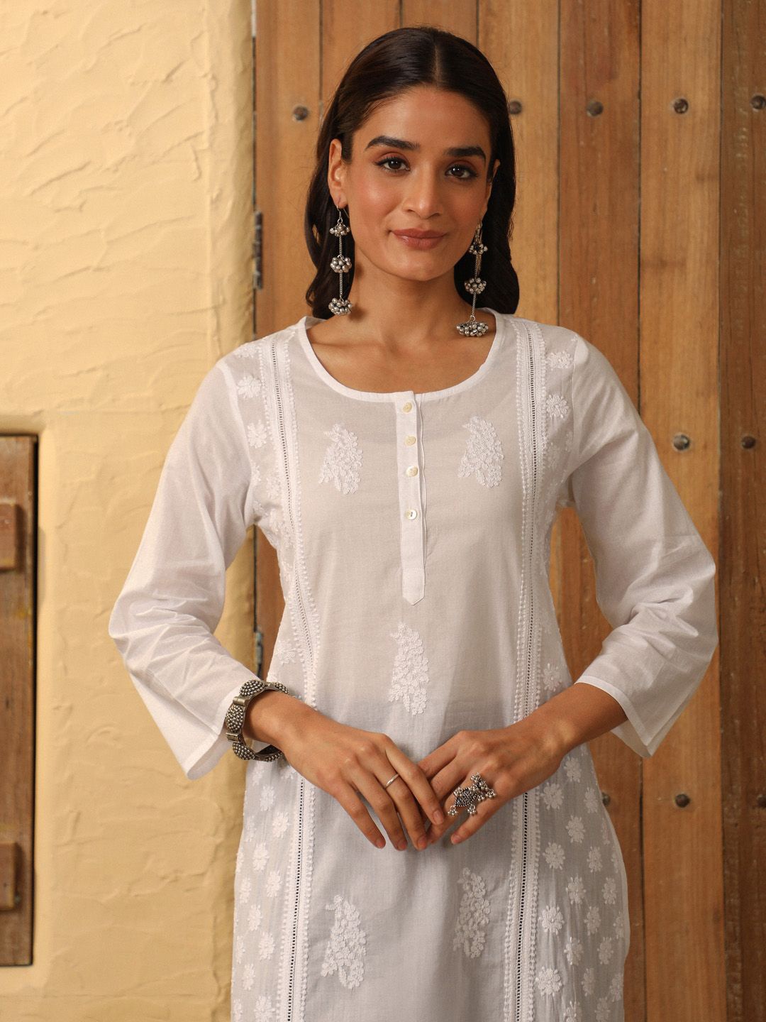 

House of Chikankari Women Chikankari Kurta, White