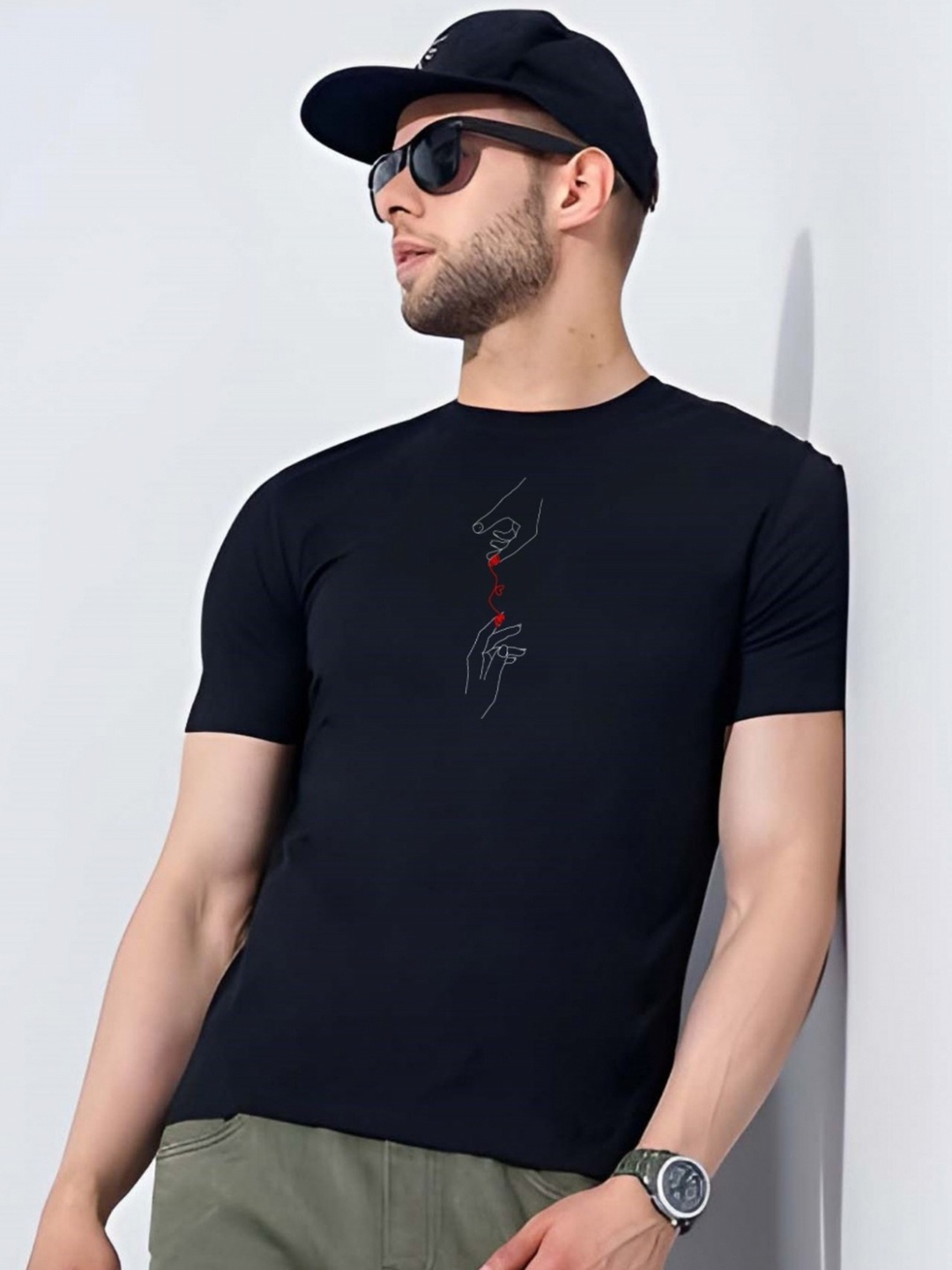 

SZN Men Graphic Printed Round Neck Cotton T-shirt, Black