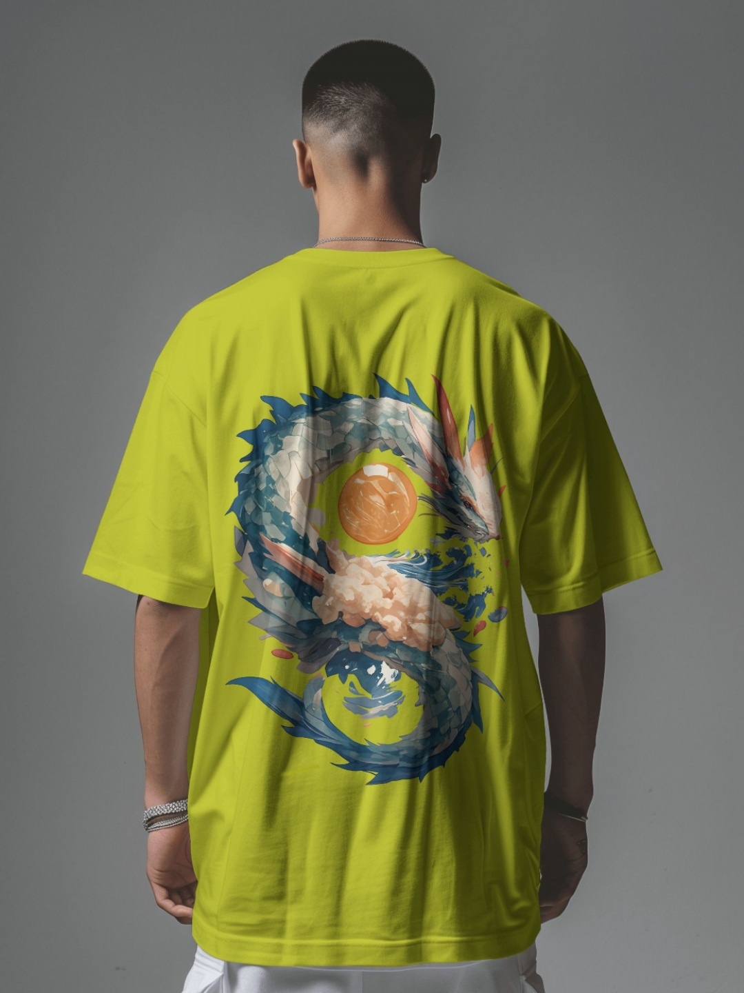 

C CALOYA Men Printed Applique T-shirt, Mustard
