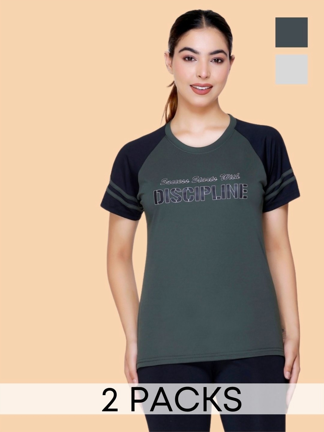 

White Moon Women Typography 2 T-shirt, Olive