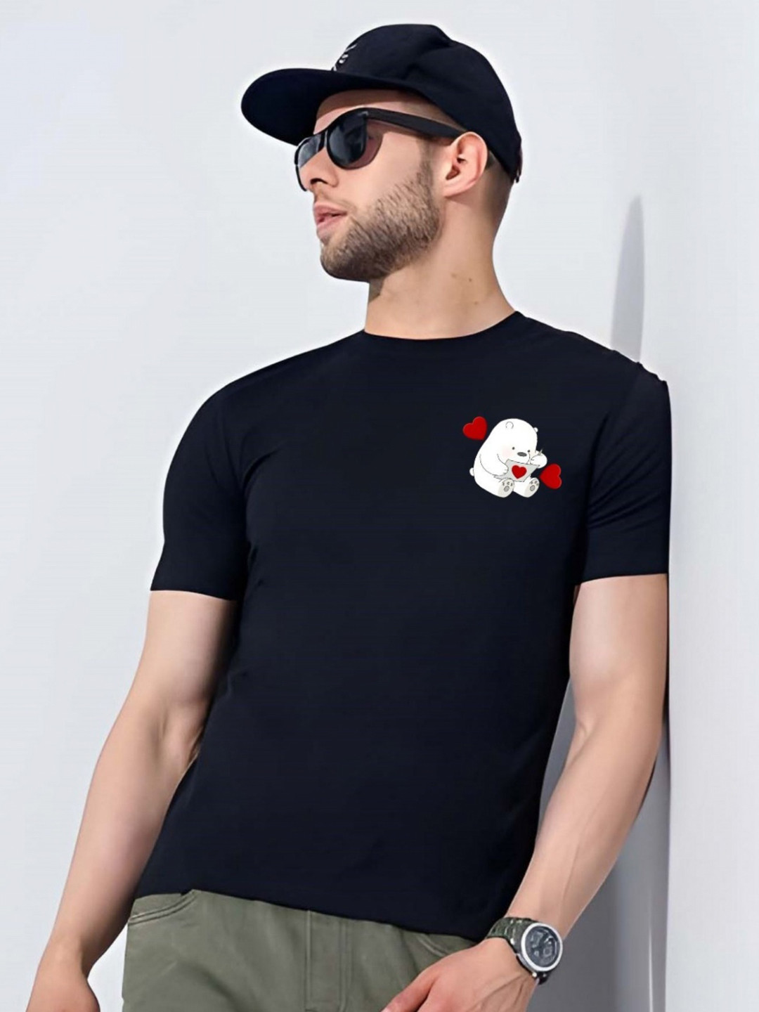 

SZN Men Graphic Printed Round Neck Cotton T-shirt, Black