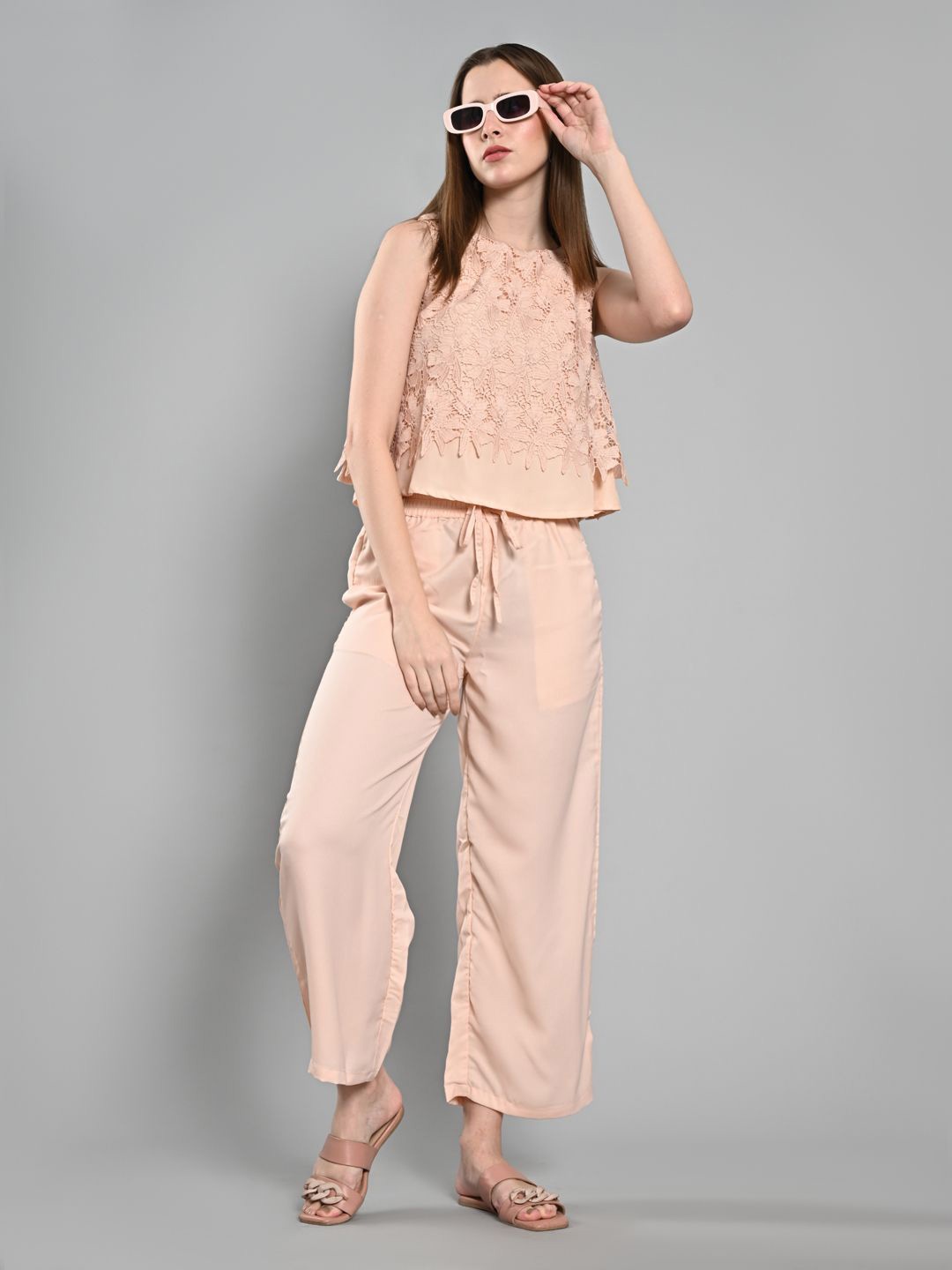 

Iti Print Lace Top, Peach