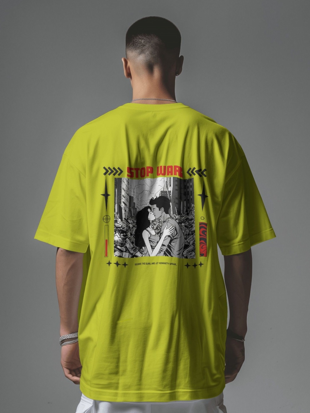 

C CALOYA Men Printed Applique T-shirt, Mustard