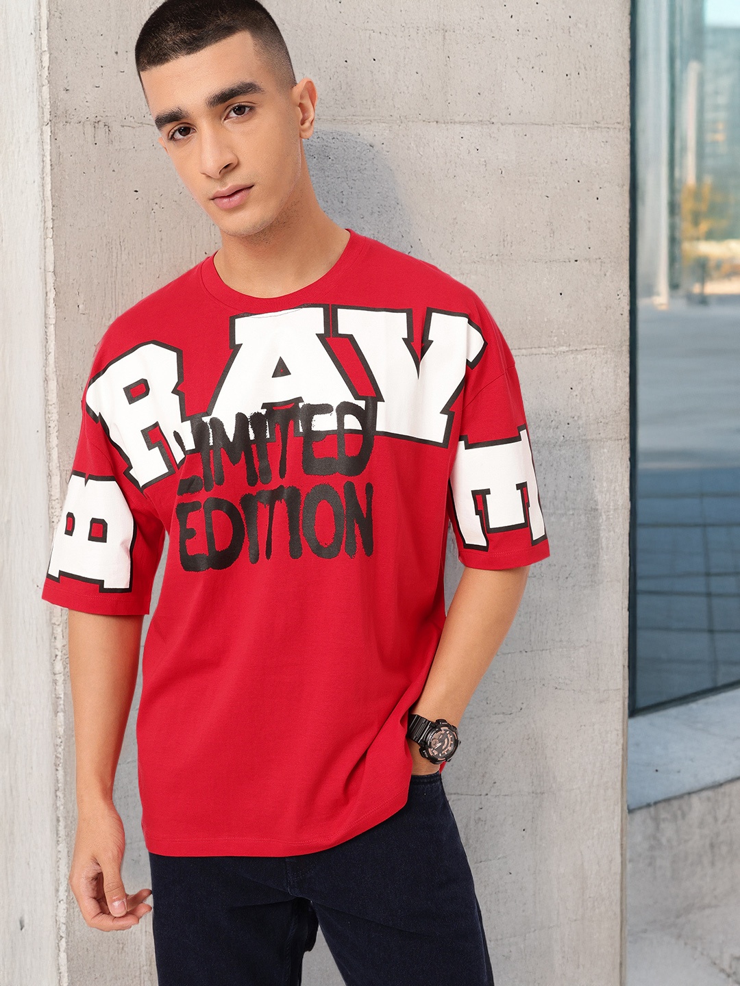 

Kook N Keech Street Savvy Printed Oversized T-shirt, Red