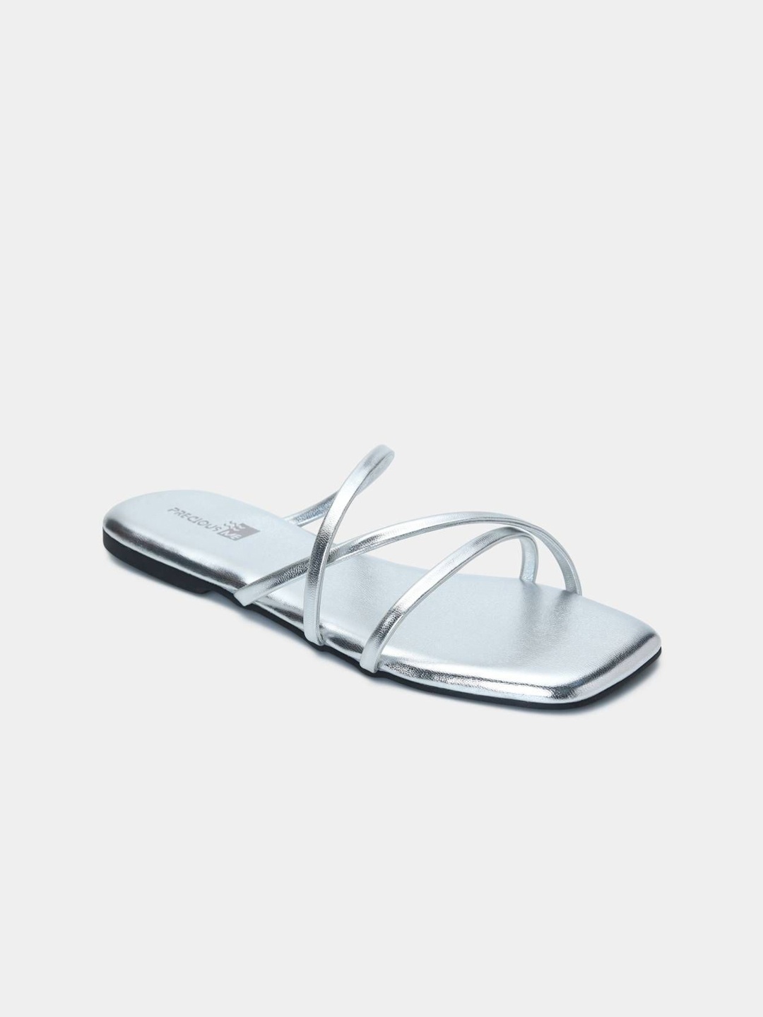 

PreciousME Women Open Toe Flats, Silver