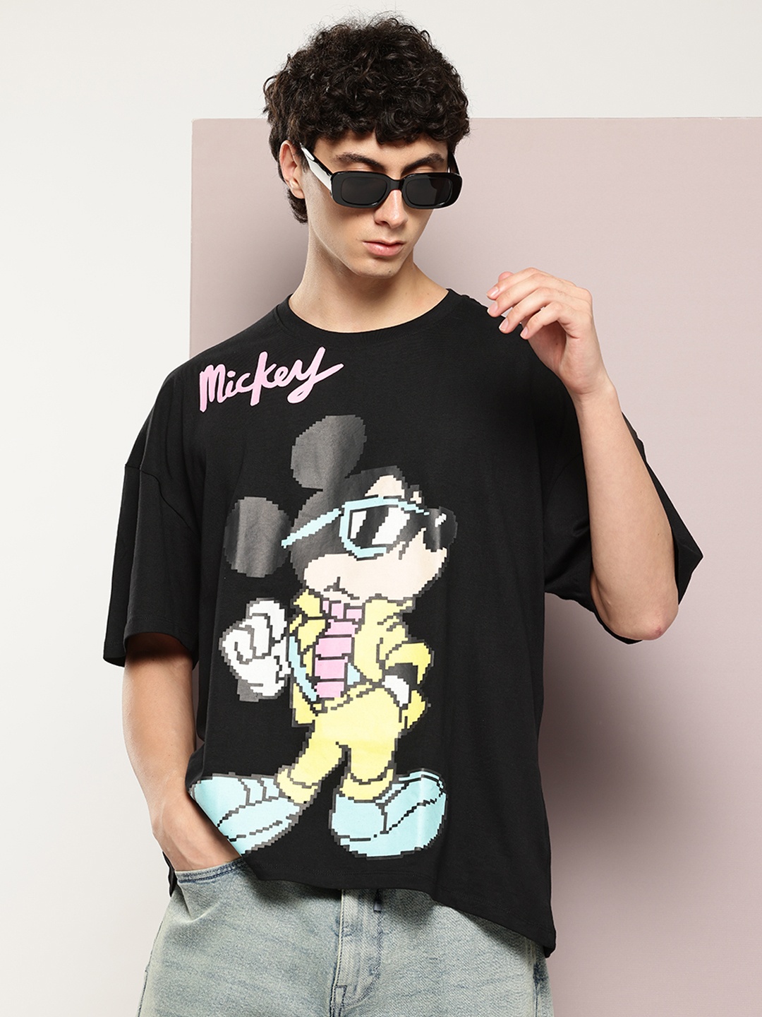 

Kook N Keech Disney Mickey Mouse Print Oversized Pure Cotton T-shirt, Black