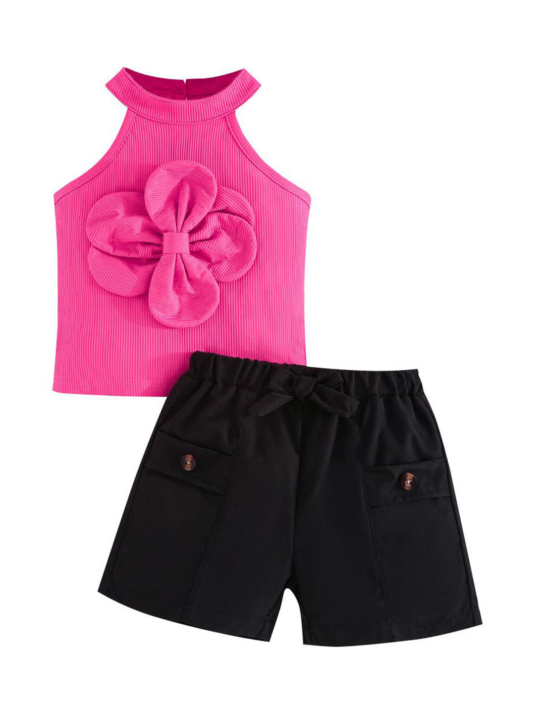 

StyleCast x Revolte Girls Sleeveless Halter Neck Top With Shorts, Pink