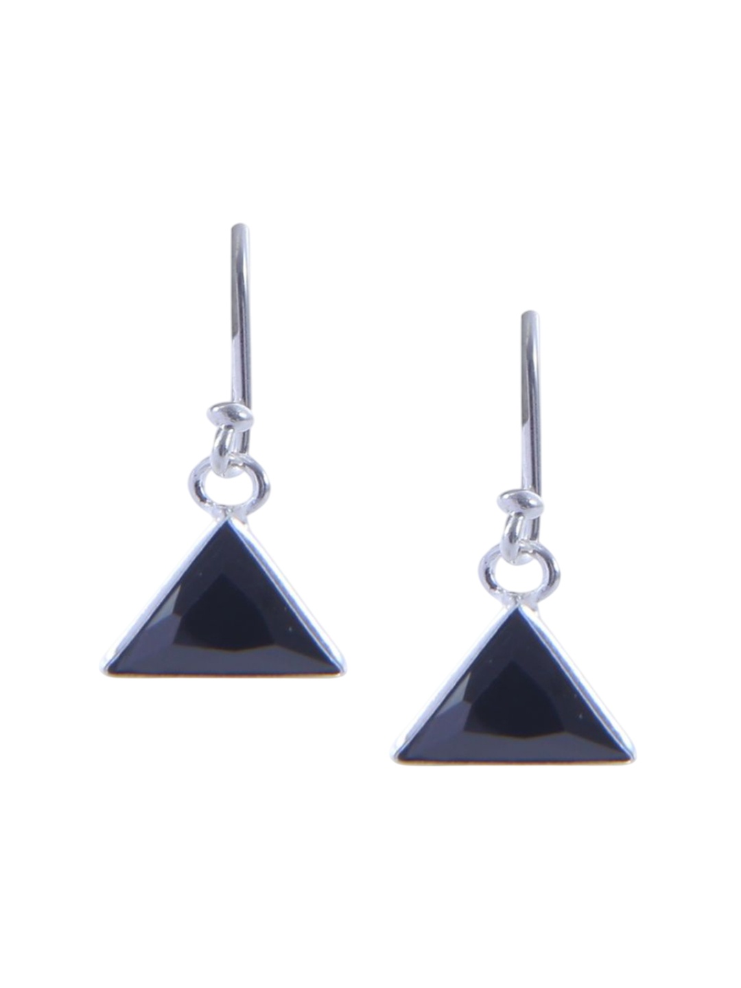 

Abhooshan 92.5 Sterling Silver Silver-Plated Cubic Zirconia Triangular Drop Earrings, Black