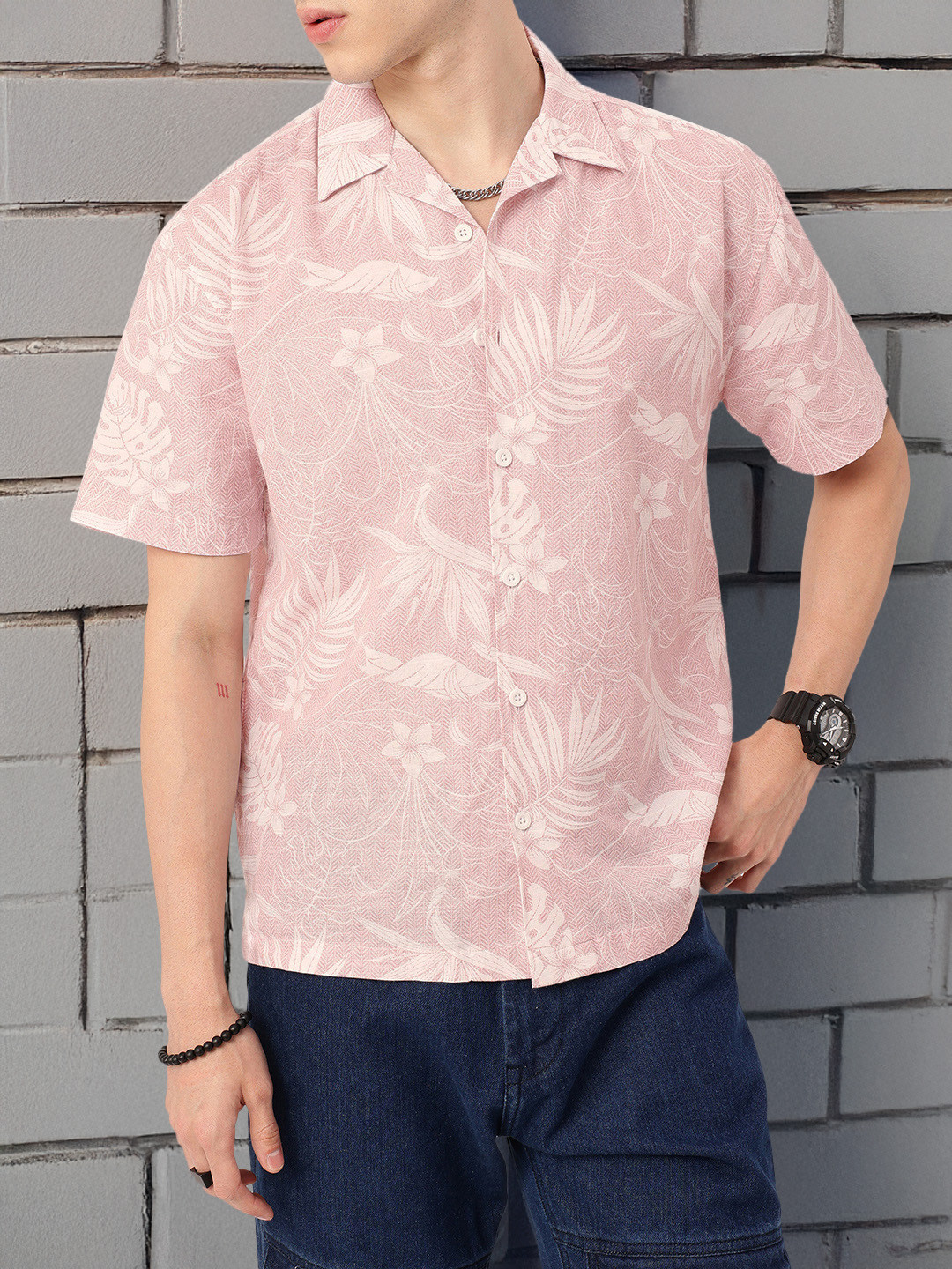 

Kook N Keech Urban Cool Floral Printed Relaxed Fit Shirt, Pink