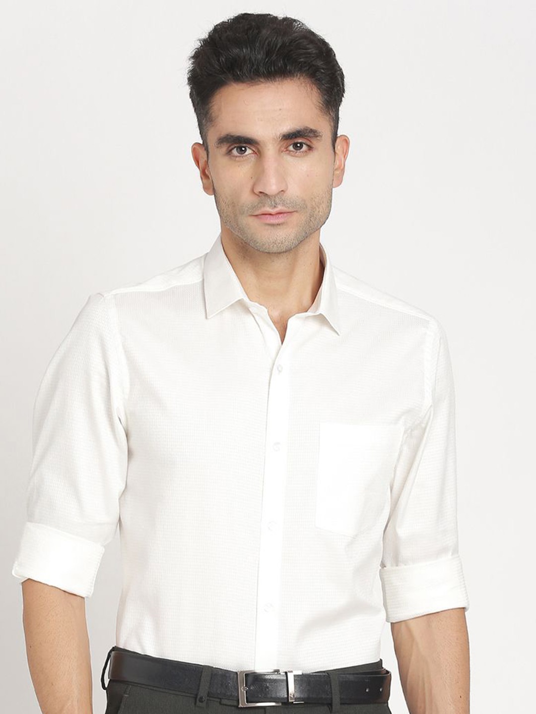 

Turtle Men Classic Slim Fit Opaque Formal Shirt, White