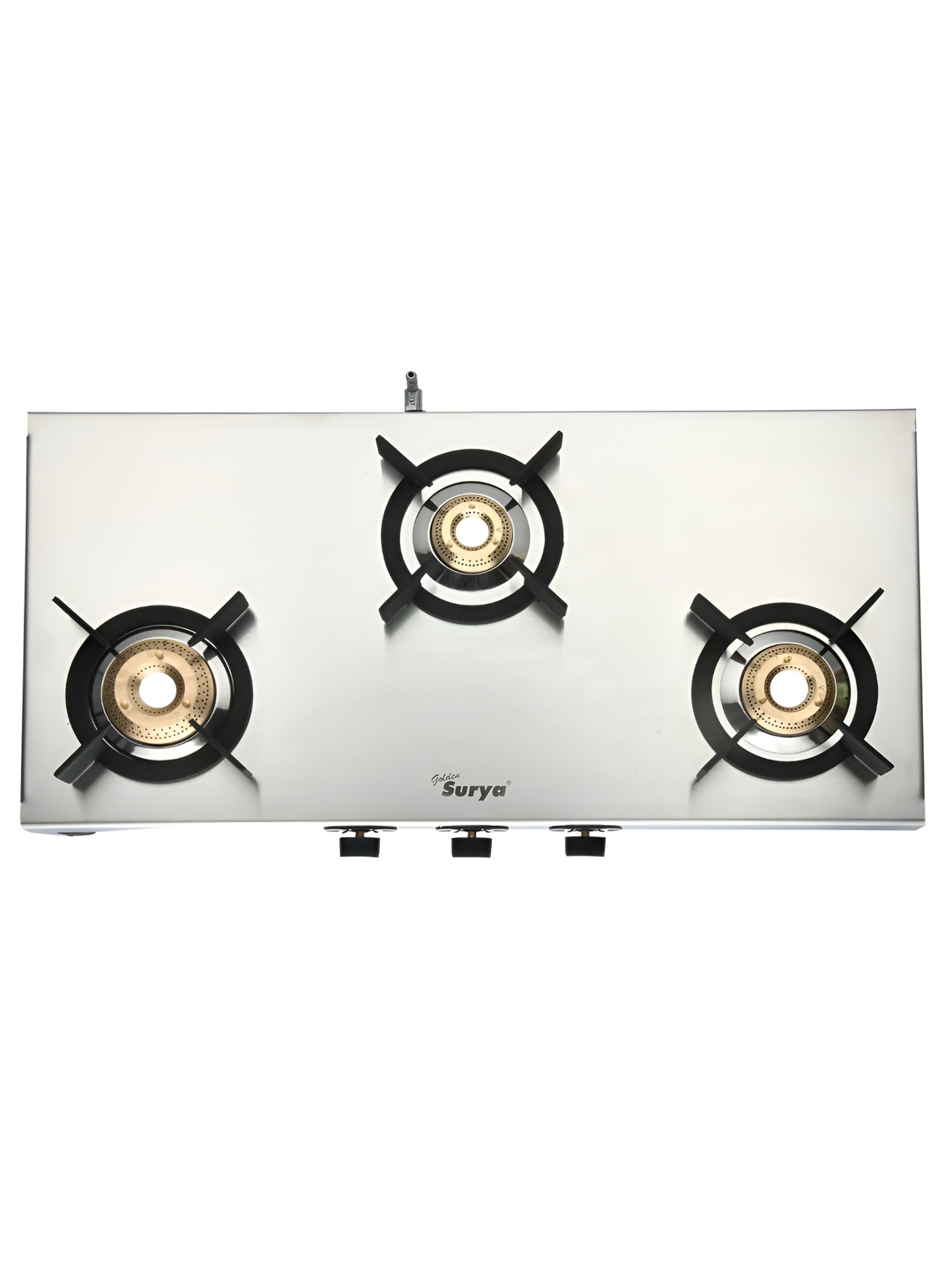 

GOLDEN SURYA Grey Heavy Stainless Steel 3 Burner Manual Gas Stove, Silver