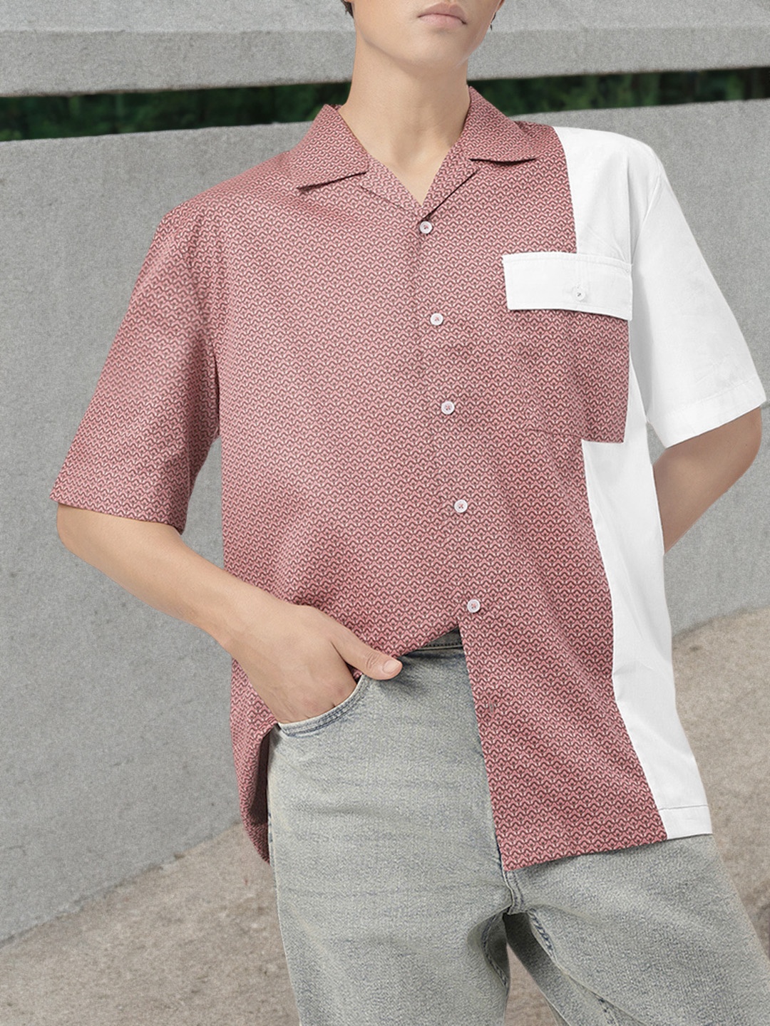 

Kook N Keech Trendy Fresh Feel Colour-blocked Relaxed Shirt, Pink