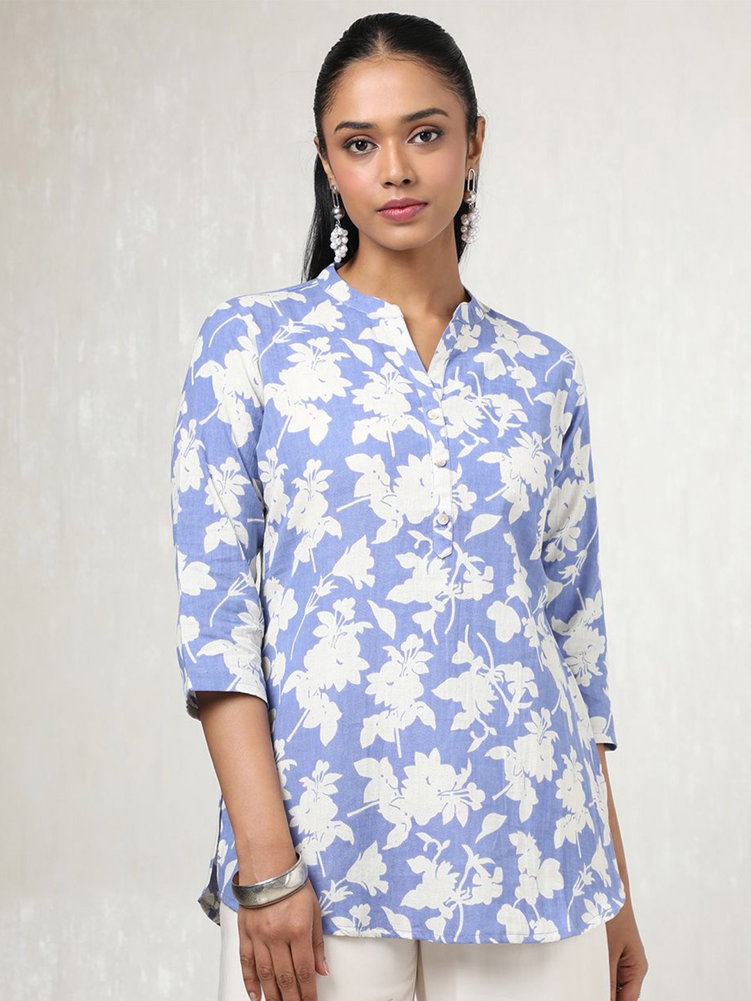 

Soch Mandarin Collar Printed Tunic, Violet