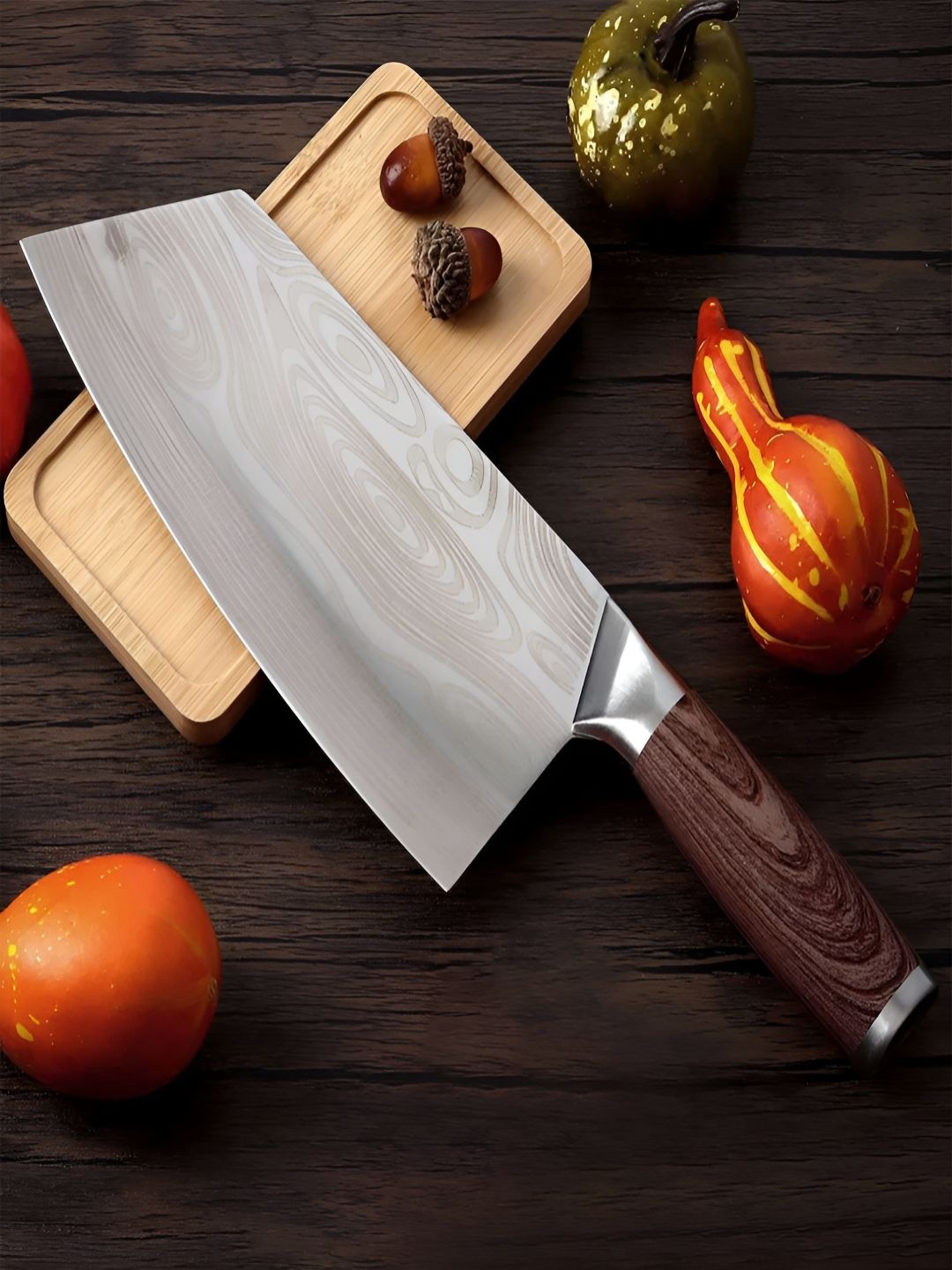 

MACHADO Silver-Toned Stainless Steel Meat Cleaver Kitchen Knife