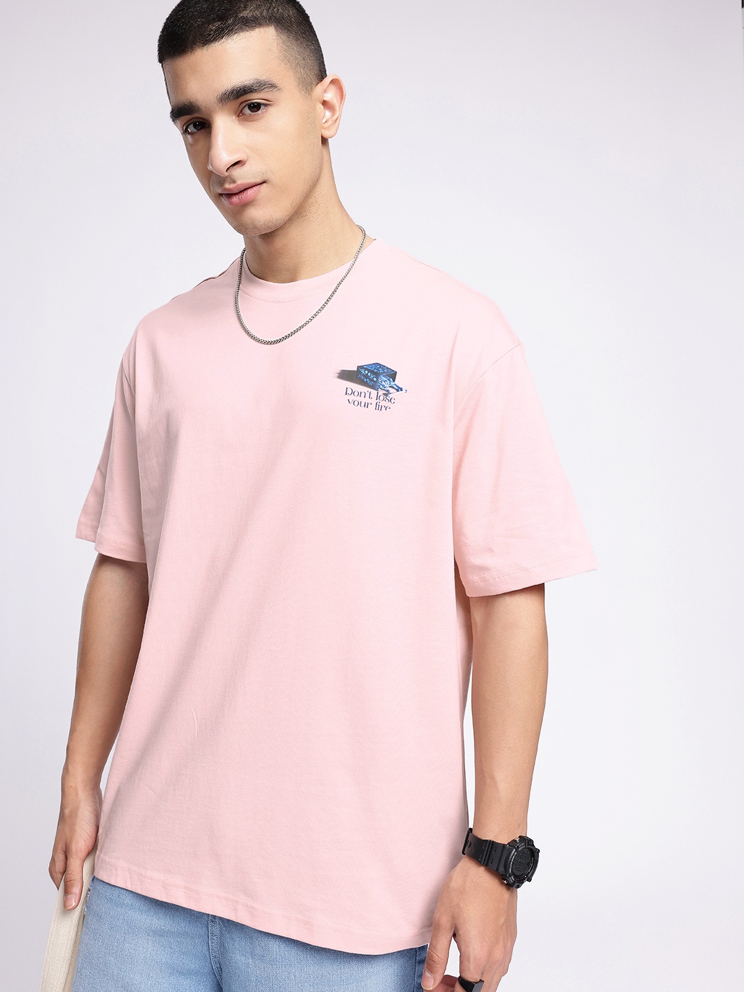 

glitchez Downtown Dope Printed Oversized T-shirt, Pink