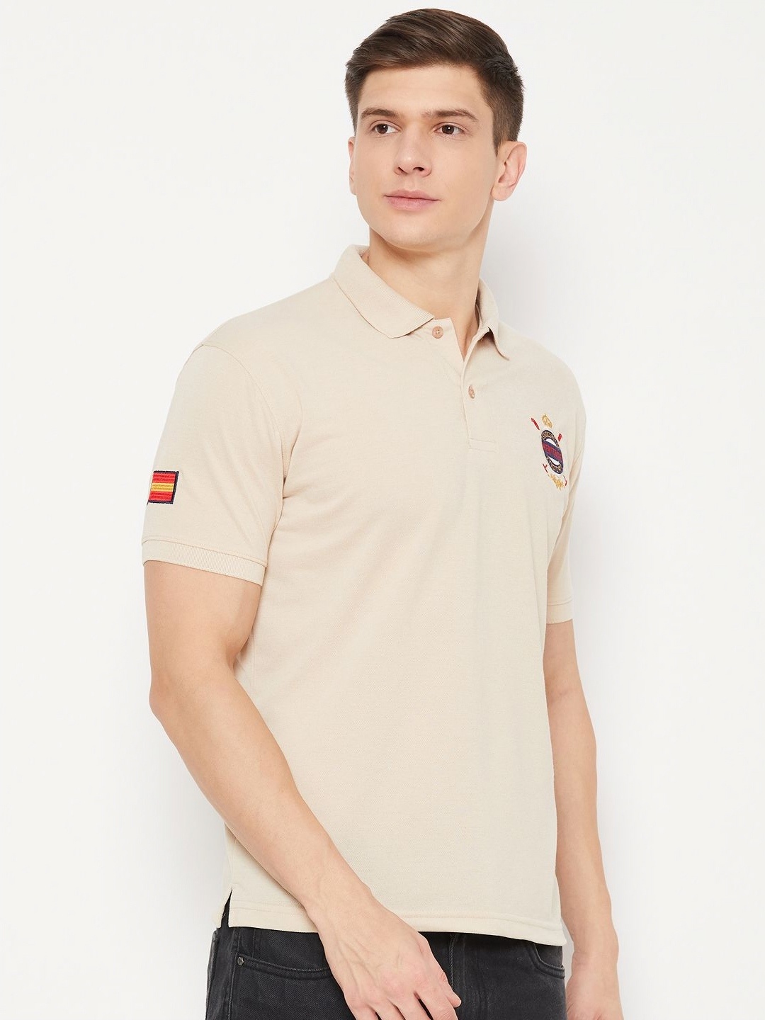 

UBX Men Polo Collar T-shirt, Beige