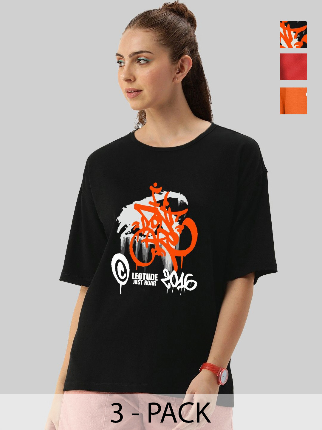 

Leotude Women 3 Printed T-shirt, Multi