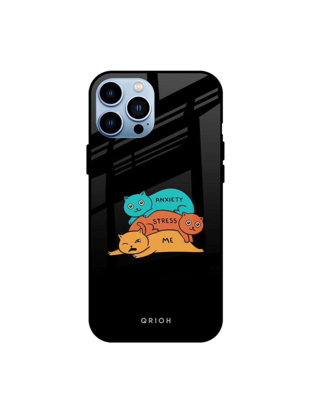 

QRIOH Quirky Printed iPhone 13 Pro Max Back Case Mobile Accessories, Black