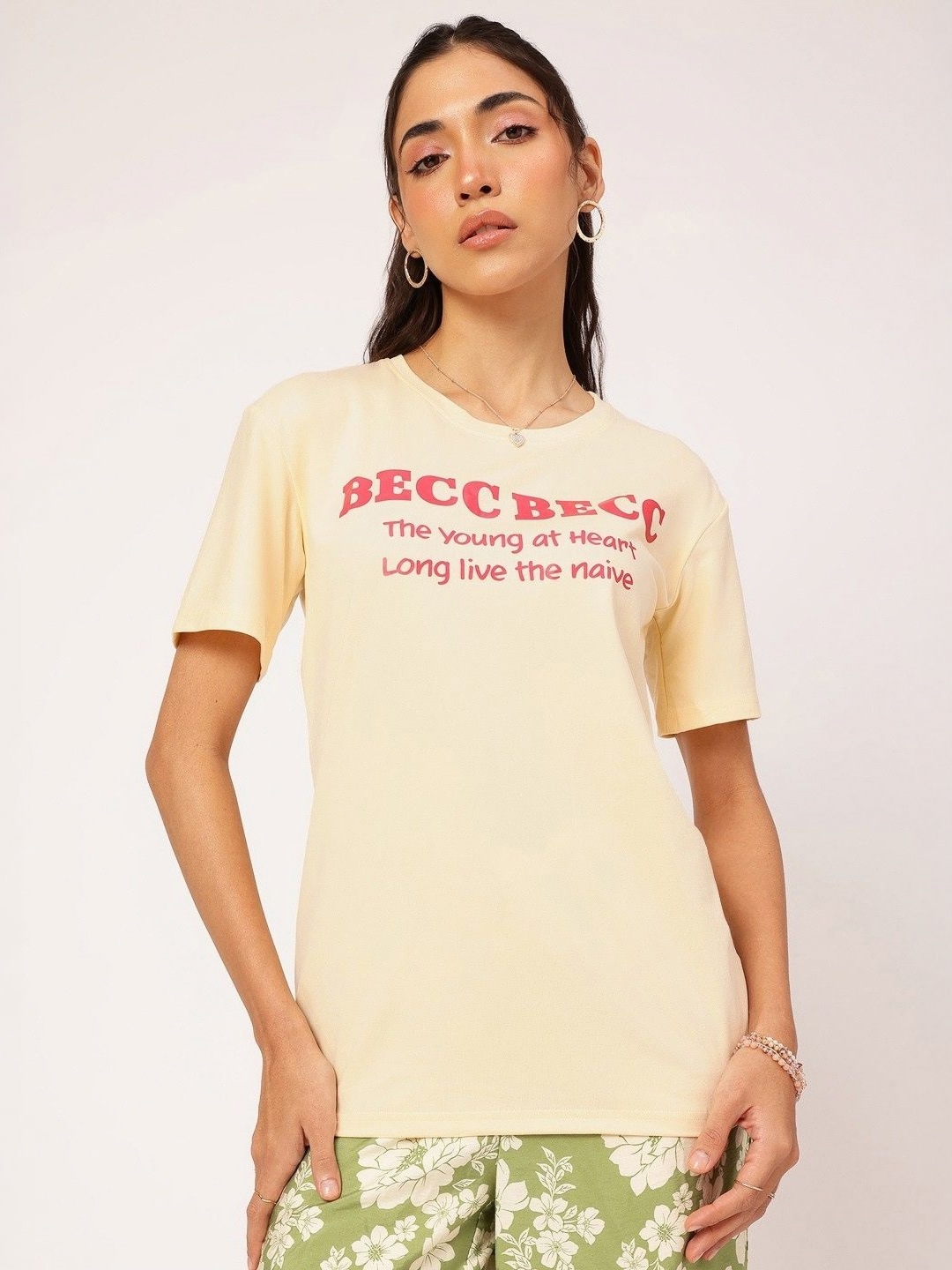 

StyleCast Women Typography Printed T-shirt, Cream