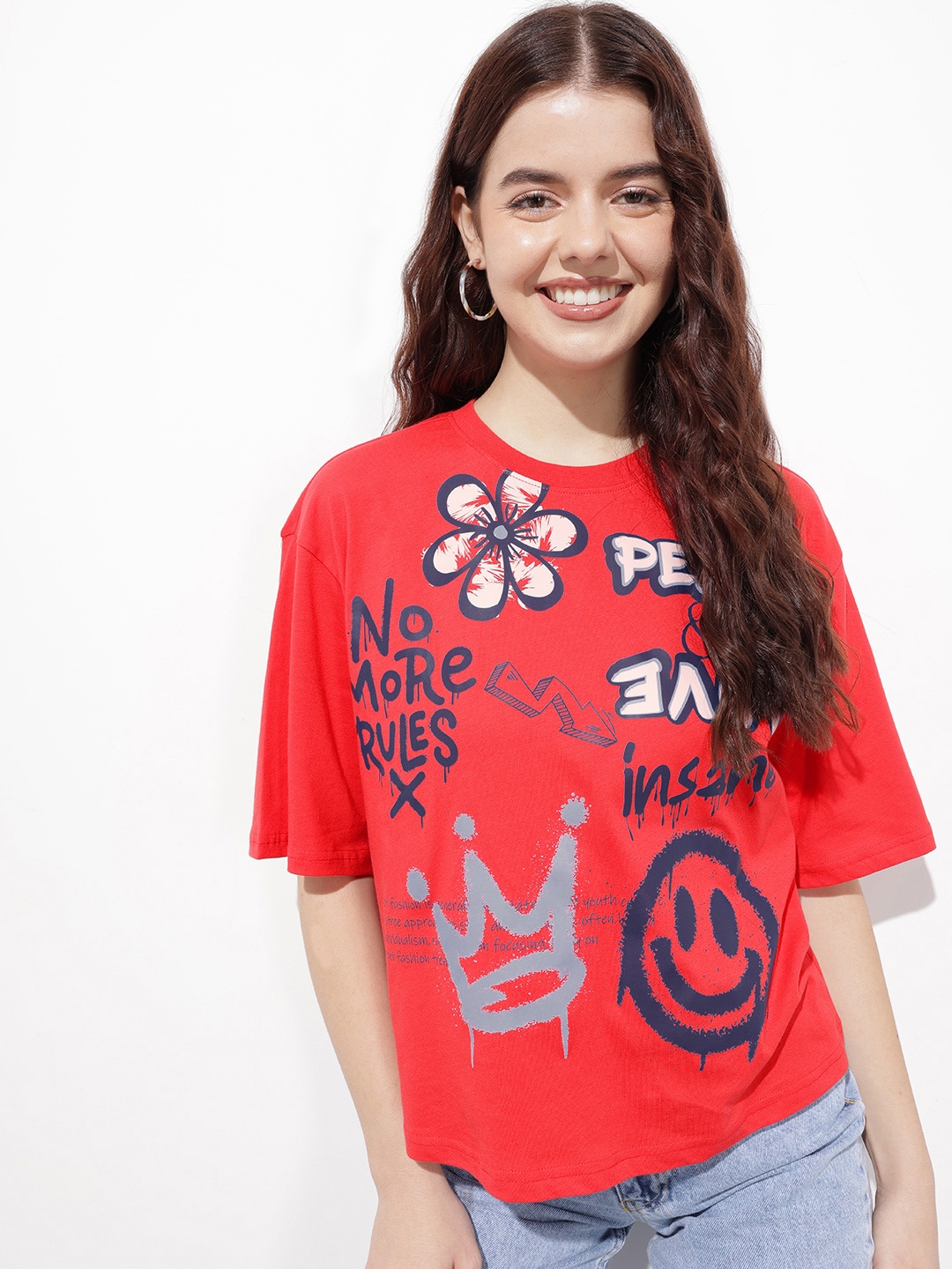 

DressBerry Catch Me With Colourful Prints T-shirt, Red