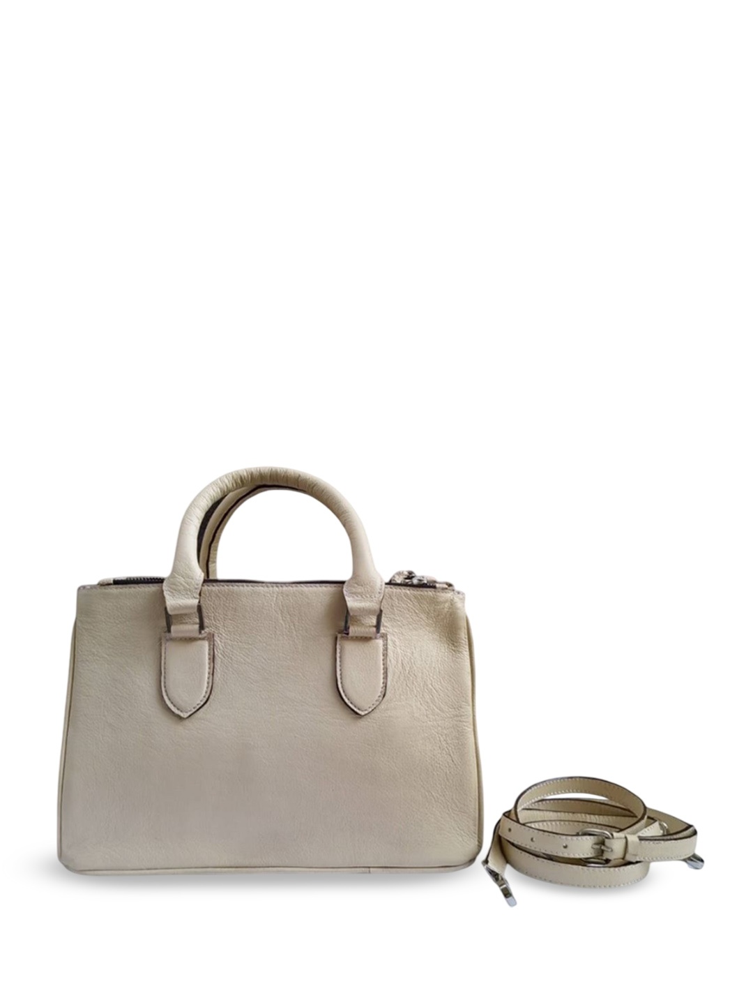 

PERKED Leather Swagger Handheld Bag, Beige