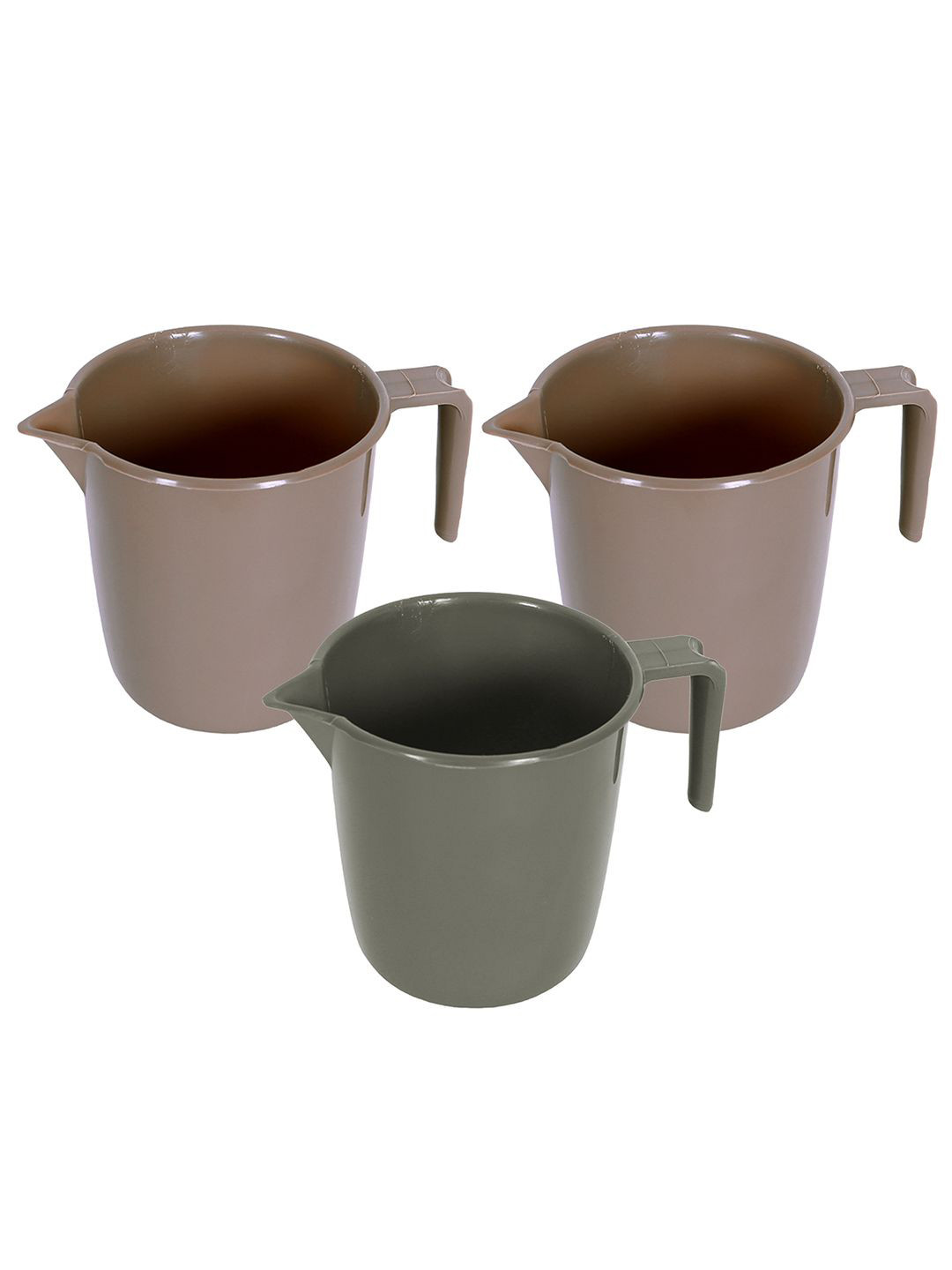 

Kuber Industries Brown & Grey 3 Pieces Glossy Bath Mugs 1L Each