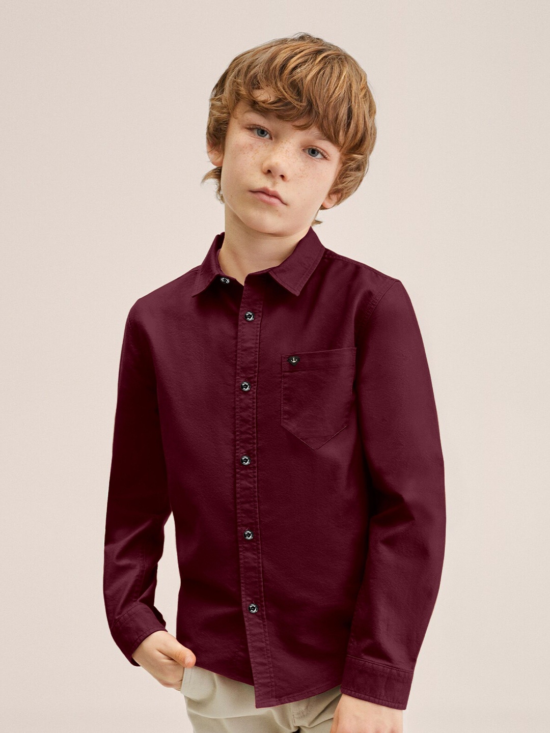 

SKY PEARL Boys Comfort Opaque Casual Shirt, Maroon