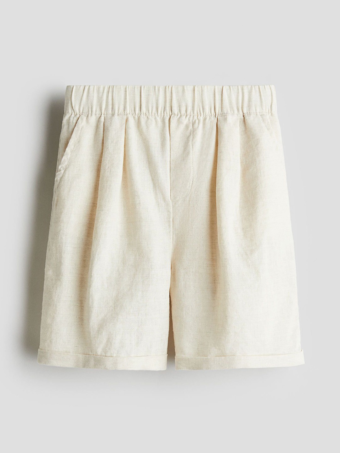 

H&M Knee-Length Linen Shorts, Beige