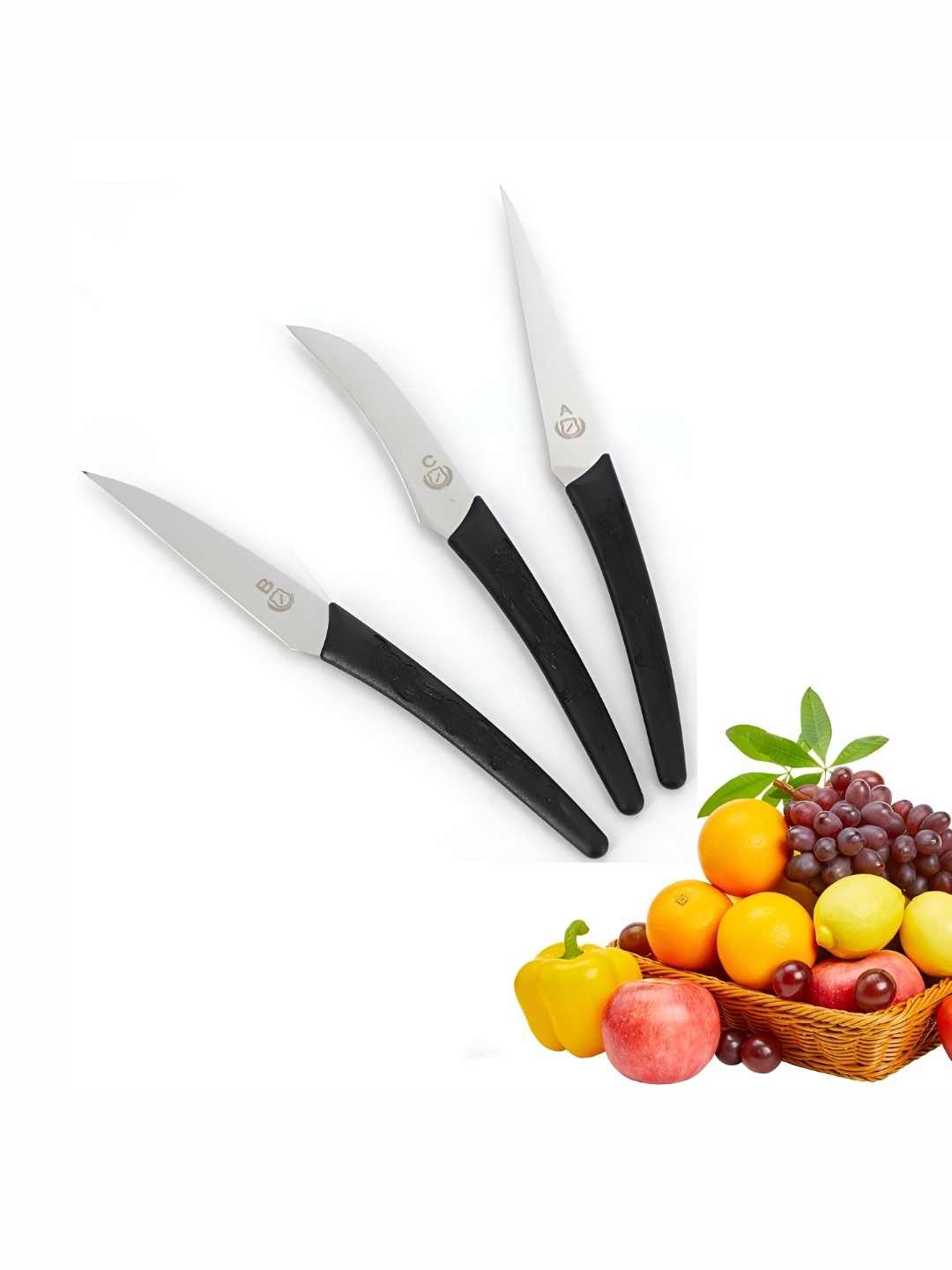 

We3 Silver-Toned Stainless Steel 3 Pieces Vegetable Fruit Carving Knife - 18 cm