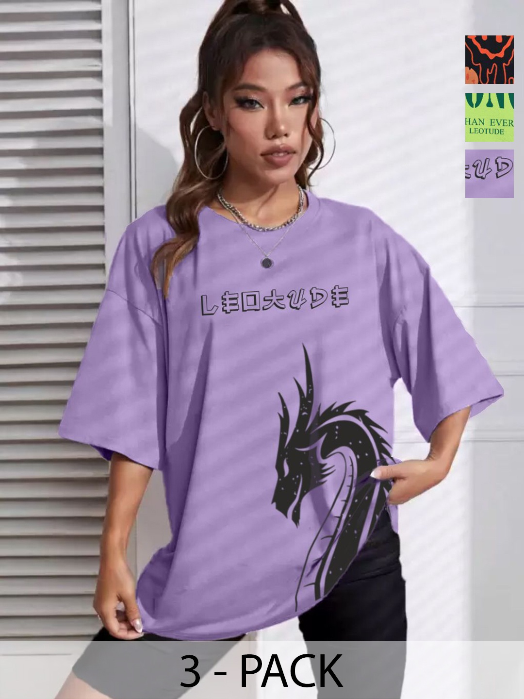 

Leotude Women 3 Printed T-shirt, Multi