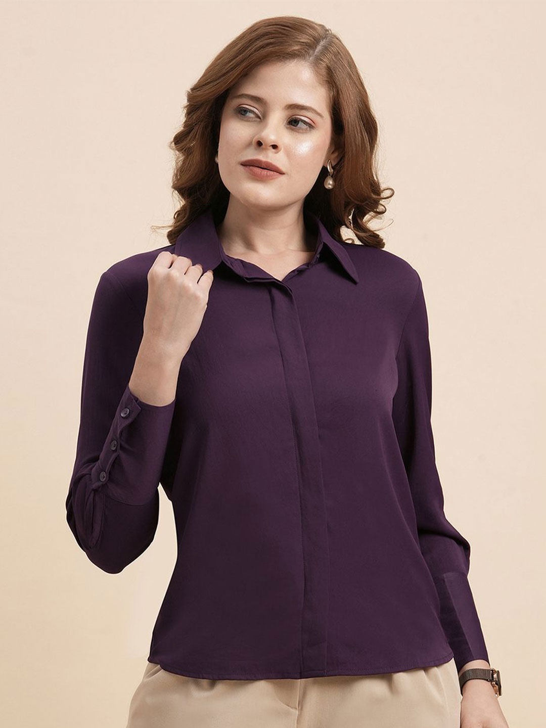 

Moda Rapido Women Opaque Casual Shirt, Purple