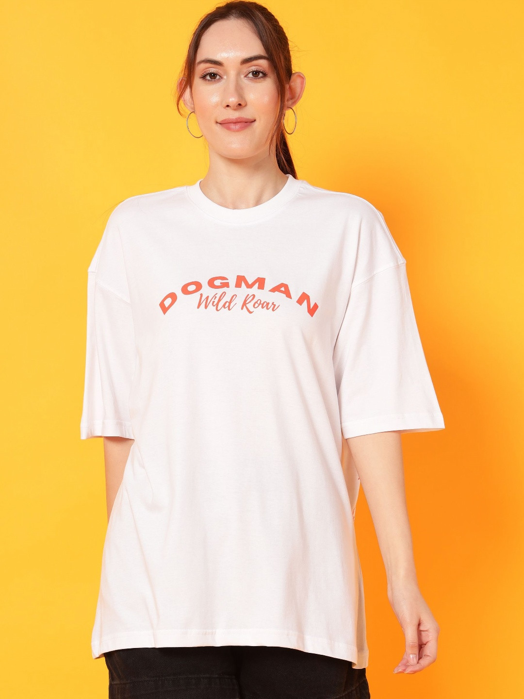 

Mast & Harbour Women Printed Drop-Shoulder Sleeves Abzorb T-shirt, White