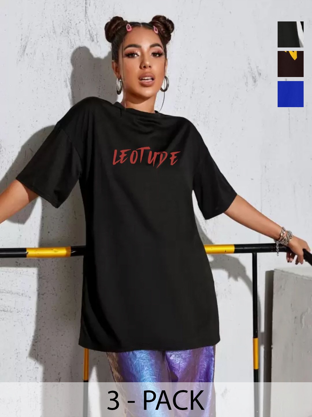 

Leotude Women 3 Printed T-shirt, Multi