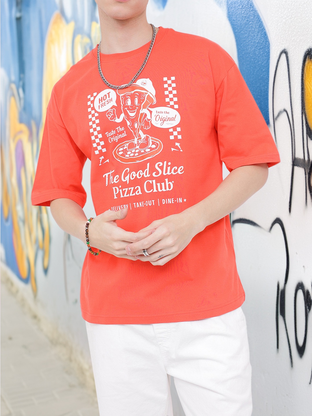 

Kook N Keech Slice Of Happiness Printed Oversized T-shirt, Coral
